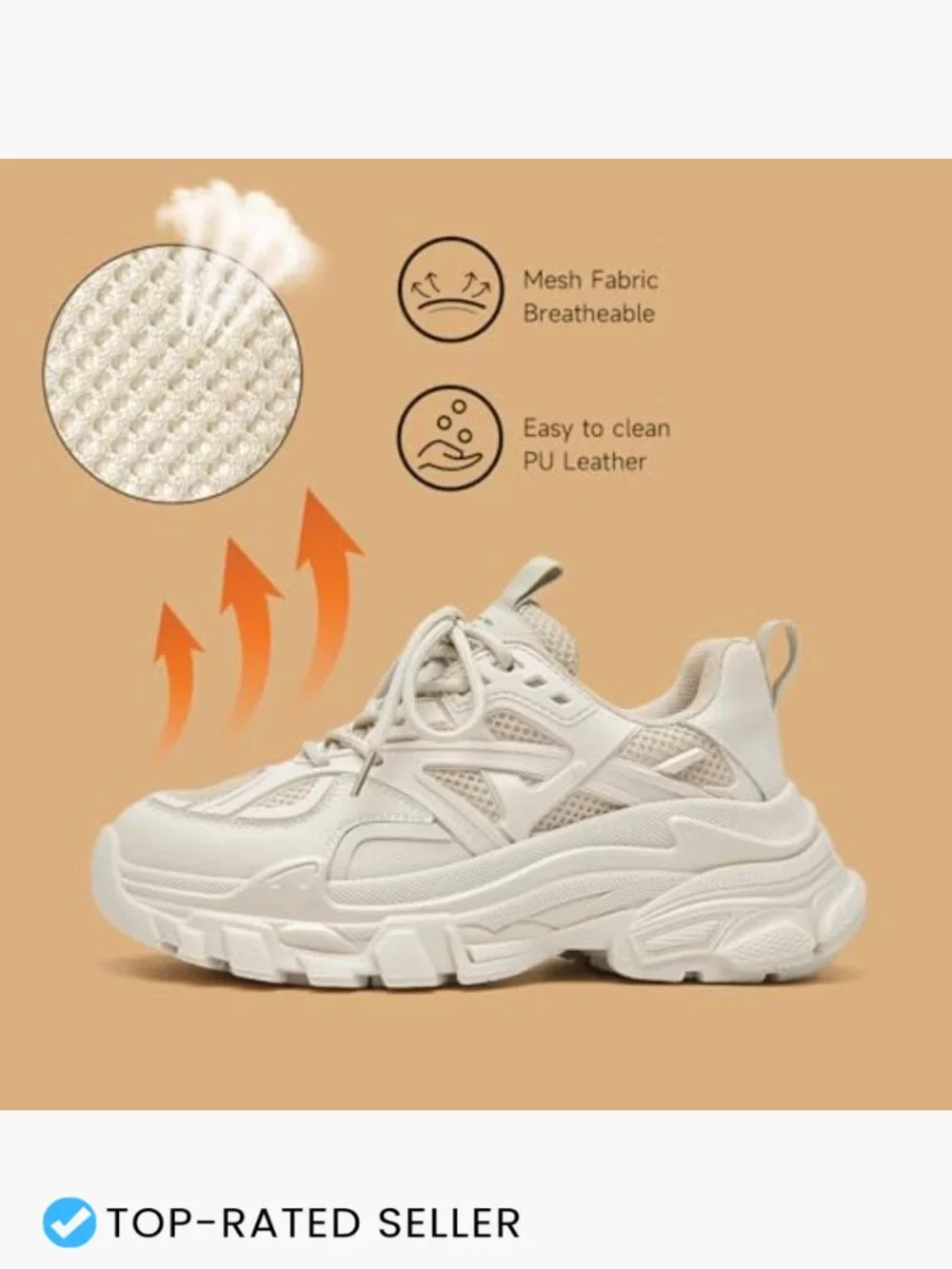 Chunky Platform Sneakers Lace-Up Fashion Shoes Casual Everyday Comfortable